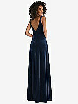 Rear View Thumbnail - Midnight Navy Twist Front Cutout Velvet Maxi Dress - Cameron