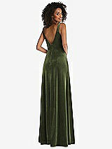 Rear View Thumbnail - Olive Green Twist Front Cutout Velvet Maxi Dress - Cameron