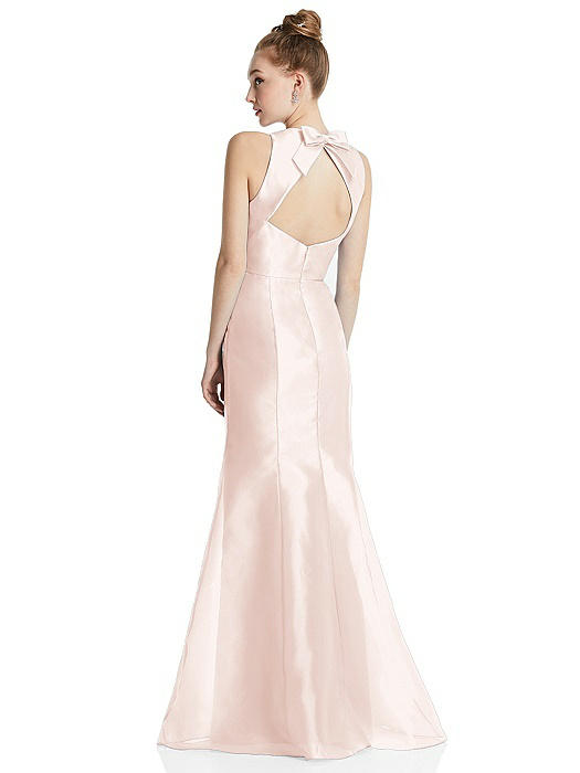 Bateau Neck Open-Back Maxi Dress with Bow Detail
