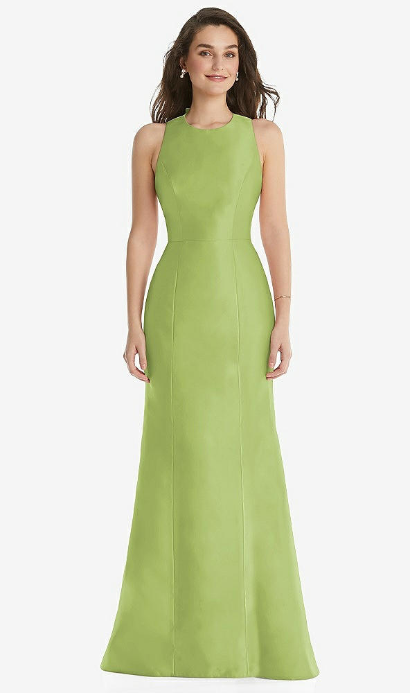 Front View - Mojito Jewel Neck Bowed Open-Back Trumpet Dress