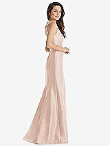 Side View Thumbnail - Cameo Jewel Neck Bowed Open-Back Trumpet Dress