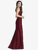 Side View Thumbnail - Cabernet Jewel Neck Bowed Open-Back Trumpet Dress