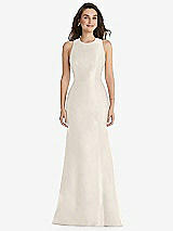 Front View Thumbnail - Ivory Jewel Neck Bowed Open-Back Trumpet Dress 