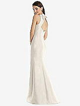 Rear View Thumbnail - Ivory Jewel Neck Bowed Open-Back Trumpet Dress 