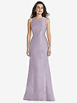 Front View Thumbnail - Lilac Haze Jewel Neck Bowed Open-Back Trumpet Dress