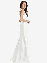 Side View Thumbnail - White Jewel Neck Bowed Open-Back Trumpet Dress 