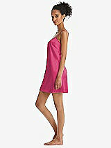 Side View Thumbnail - Shocking Mini Stretch Satin Slip with Adjustable Straps - Kyle