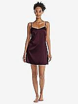 Front View Thumbnail - Bordeaux Mini Stretch Satin Slip with Adjustable Straps - Kyle