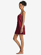 Side View Thumbnail - Burgundy Mini Stretch Satin Slip with Adjustable Straps - Kyle