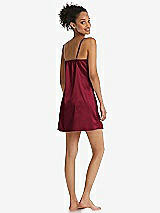 Rear View Thumbnail - Burgundy Mini Stretch Satin Slip with Adjustable Straps - Kyle