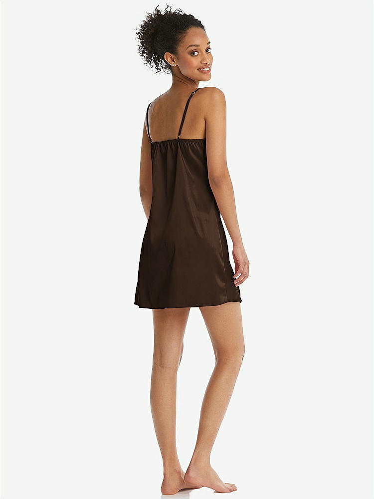 Back View - Espresso Mini Stretch Satin Slip with Adjustable Straps - Kyle