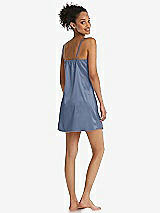 Rear View Thumbnail - Larkspur Blue Mini Stretch Satin Slip with Adjustable Straps - Kyle