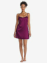 Front View Thumbnail - Merlot Mini Stretch Satin Slip with Adjustable Straps - Kyle