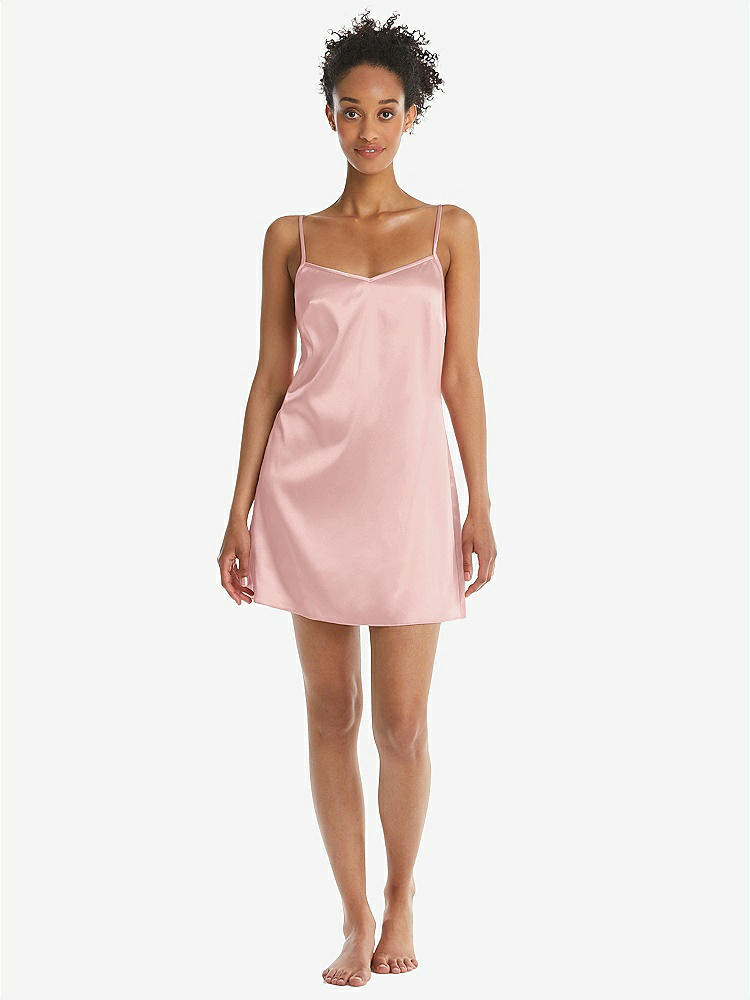 Front View - Rose Mini Stretch Satin Slip with Adjustable Straps - Kyle