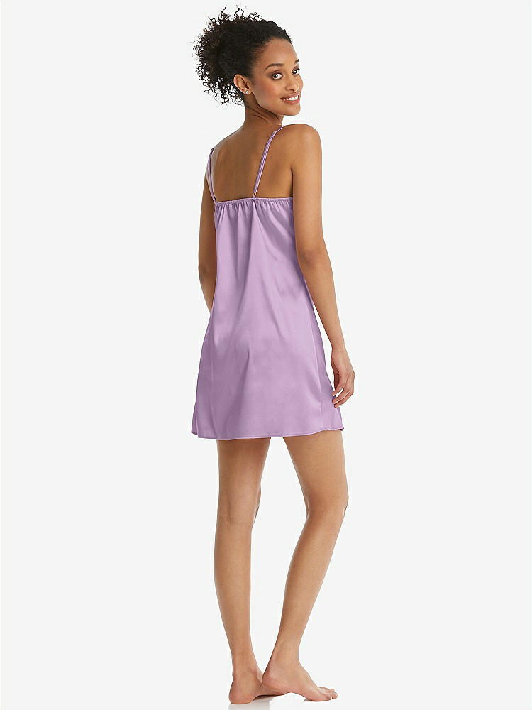 Back View - Wood Violet Mini Stretch Satin Slip with Adjustable Straps - Kyle