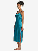 Side View Thumbnail - Oasis Midi Stretch Satin Slip with Adjustable Straps - Asley