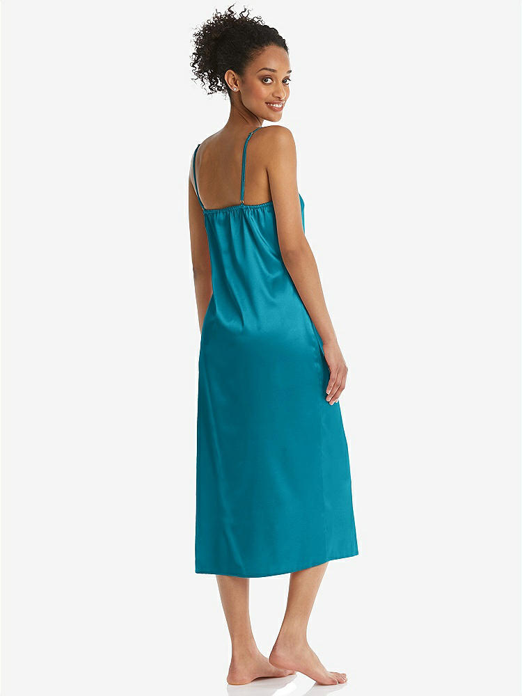 Back View - Oasis Midi Stretch Satin Slip with Adjustable Straps - Asley