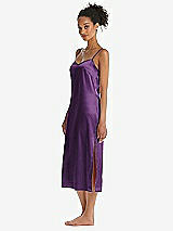 Side View Thumbnail - African Violet Midi Stretch Satin Slip with Adjustable Straps - Asley