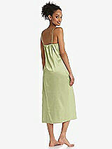 Rear View Thumbnail - Mint Midi Stretch Satin Slip with Adjustable Straps - Asley