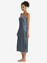 Side View Thumbnail - Silverstone Midi Stretch Satin Slip with Adjustable Straps - Asley