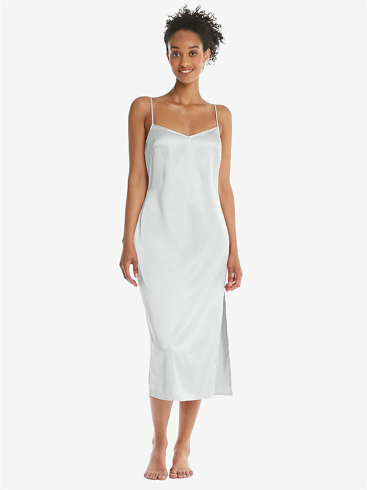 Front View - Sterling  Midi Stretch Satin Slip with Adjustable Straps - Asley