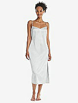 Front View Thumbnail - Sterling  Midi Stretch Satin Slip with Adjustable Straps - Asley