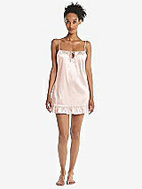 Front View Thumbnail - Blush Ruffled Hem Mini Stretch Satin Slip with Keyhole Neck - Jordan