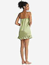 Rear View Thumbnail - Mint Ruffled Hem Mini Stretch Satin Slip with Keyhole Neck - Jordan