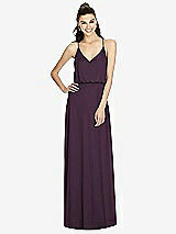 Front View Thumbnail - Aubergine Inverted V-Back Blouson A-Line Maxi Dress