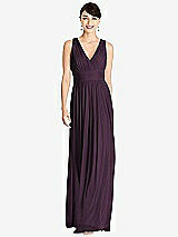 Front View Thumbnail - Aubergine Shirred Wrap Bodice Twist Back Maxi Dress