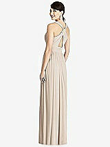 Rear View Thumbnail - Nude Gray Shirred Wrap Bodice Twist Back Maxi Dress