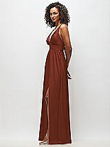 Side View Thumbnail - Auburn Moon Deep V-Neck Shirred Skirt Maxi Dress with Convertible Straps
