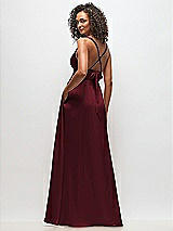 Rear View Thumbnail - Cabernet Deep V-Neck Shirred Skirt Maxi Dress with Convertible Straps
