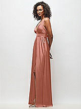 Side View Thumbnail - Desert Rose Deep V-Neck Shirred Skirt Maxi Dress with Convertible Straps