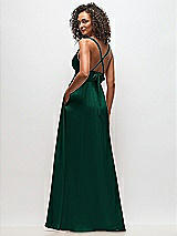 Rear View Thumbnail - Hunter Green Deep V-Neck Shirred Skirt Maxi Dress with Convertible Straps