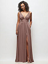 Front View Thumbnail - Sienna Deep V-Neck Shirred Skirt Maxi Dress with Convertible Straps