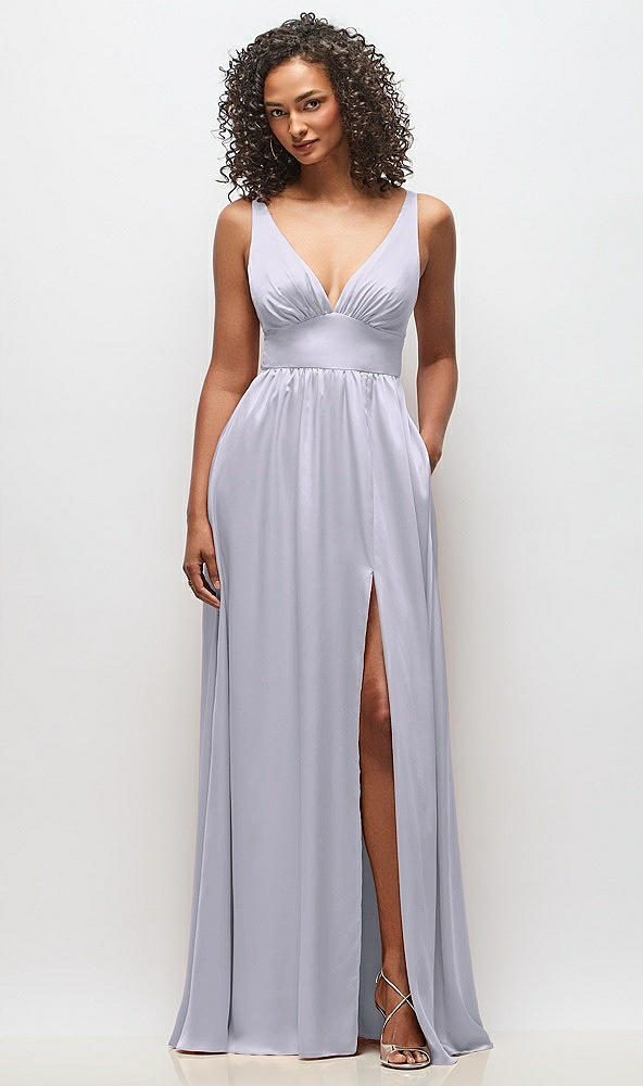 Front View - Silver Dove Deep V-Neck Shirred Skirt Maxi Dress with Convertible Straps