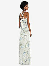 Side View Thumbnail - Bleu Garden Draped Chiffon Grecian Column Gown with Convertible Straps