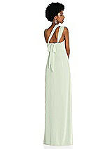 Alt View 2 Thumbnail - Mint Green Draped Chiffon Grecian Column Gown with Convertible Straps