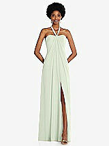 Front View Thumbnail - Mint Green Draped Chiffon Grecian Column Gown with Convertible Straps
