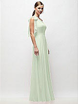 Side View Thumbnail - Mint Green Draped One-Shoulder Maxi Dress with Scarf Bow