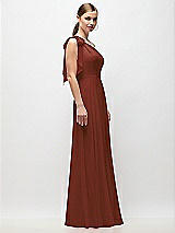 Side View Thumbnail - Auburn Moon Draped One-Shoulder Maxi Dress with Scarf Bow
