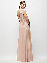 Rear View Thumbnail - Cameo Draped One-Shoulder Maxi Dress with Scarf Bow