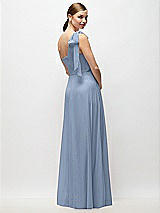 Rear View Thumbnail - Cloudy Draped One-Shoulder Maxi Dress with Scarf Bow