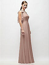 Side View Thumbnail - Neu Nude Draped One-Shoulder Maxi Dress with Scarf Bow