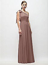 Front View Thumbnail - Sienna Draped One-Shoulder Maxi Dress with Scarf Bow