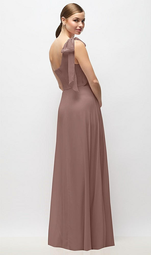 Back View - Sienna Draped One-Shoulder Maxi Dress with Scarf Bow
