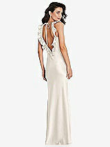 Alt View 2 Thumbnail - Ivory Ruffle Trimmed Open-Back Maxi Slip Dress