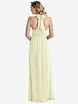 Rear View Thumbnail - Butter Yellow Empire Waist Shirred Skirt Convertible Sash Tie Maxi Dress