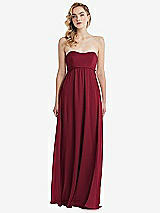 Alt View 6 Thumbnail - Burgundy Empire Waist Shirred Skirt Convertible Sash Tie Maxi Dress